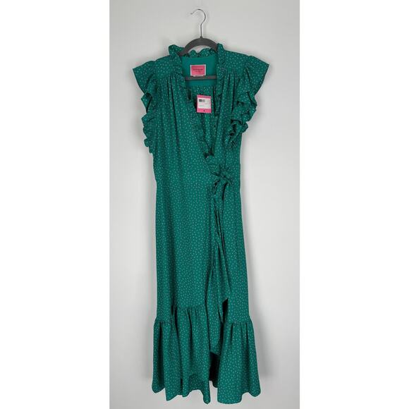 Kate Spade Poolside Dot Wrap Dress Womens 10 Emerald Coast Green Pink New - Picture 6 of 14